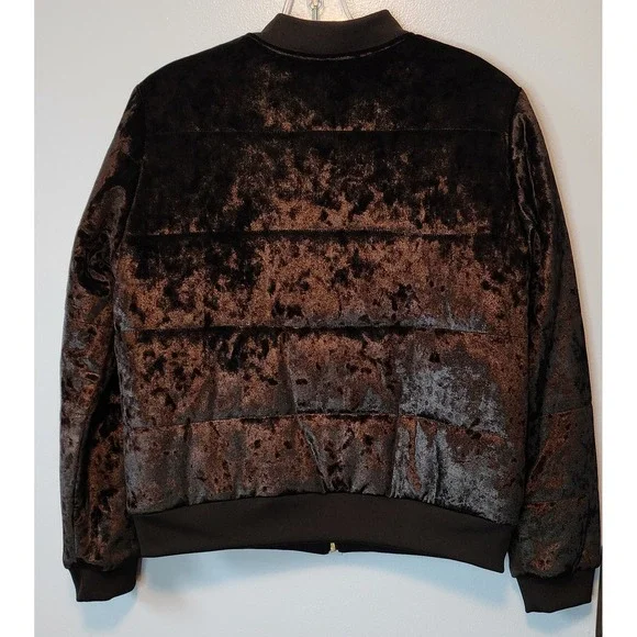 Juicy Couture Black Velvet Puffer Bomber Jacket Gold Zipper Charm‎ L NEW EXC - Picture 6 of 9